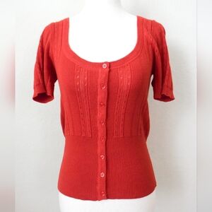 *Anthropologie* Cropped Knit Sweater by Tabitha in Red. Size Small.